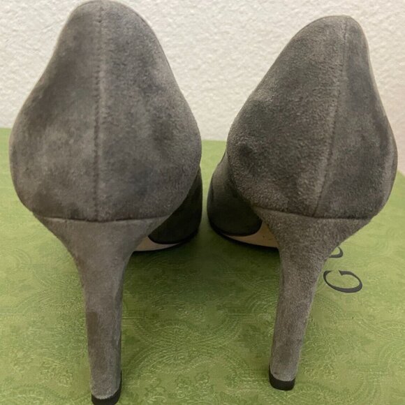 JIMMY CHOO London Suede Plastic Toe Pump Heel - Picture 10 of 12